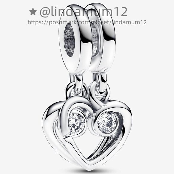 Pandora Forever & Always Splittable Dangle Charm - Picture 1 of 6